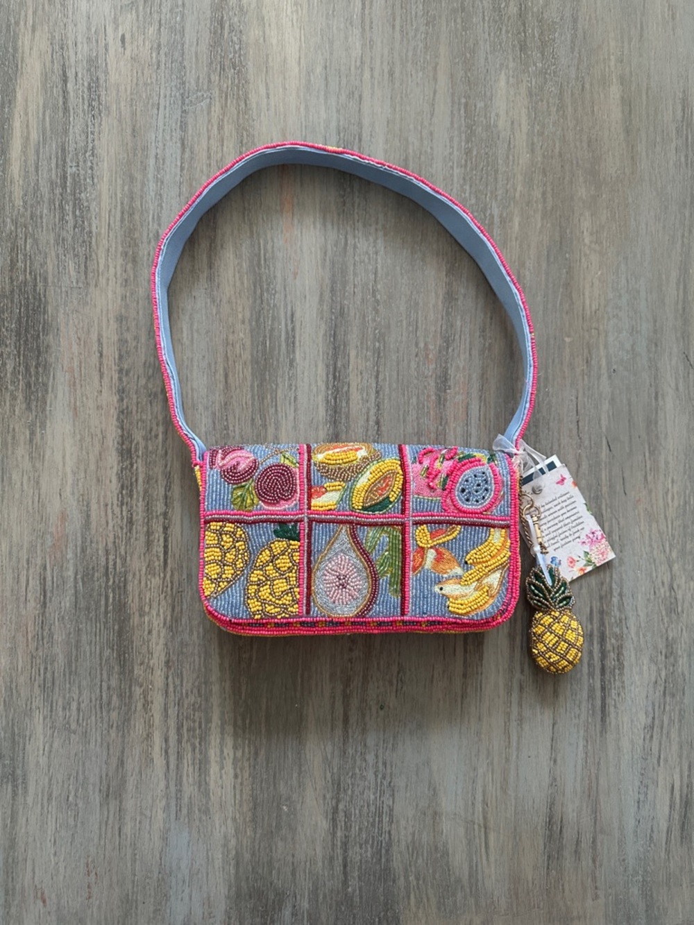 Made In India Beaded Fruit Patch Shoulder Bag